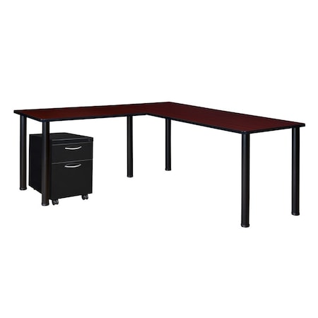 Kee Desking Kee L-Desks with Storage, 66 D X 29 H, 66 W X Wood, Metal MLSPM662442MHBPBK